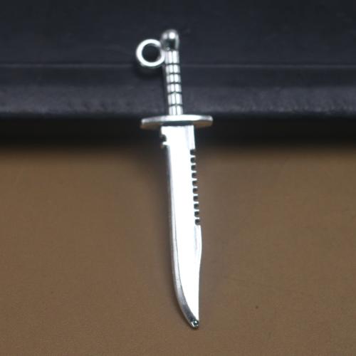 Tibetan Style Pendants, Sword, antique silver color plated, vintage & fashion jewelry & DIY, nickel, lead & cadmium free, 10x43x3.70mm, Approx 100PCs/Bag, Sold By Bag