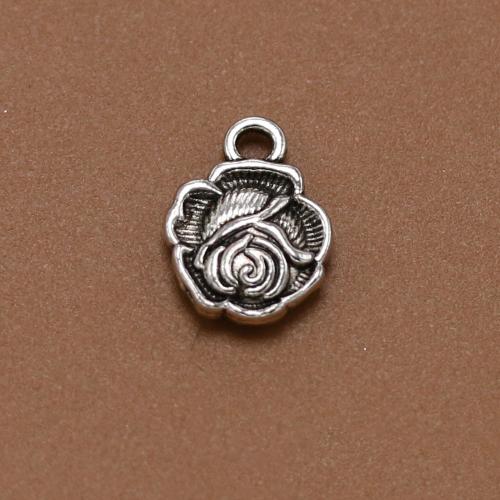 Tibetan Style Flower Pendants, Rose, antique silver color plated, vintage & fashion jewelry & DIY, nickel, lead & cadmium free, 13x10mm, Approx 100PCs/Bag, Sold By Bag