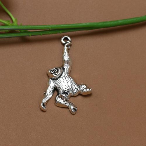 Tibetan Style Animal Pendants, Monkey, antique silver color plated, vintage & fashion jewelry & DIY, nickel, lead & cadmium free, 36x20mm, Approx 100PCs/Bag, Sold By Bag
