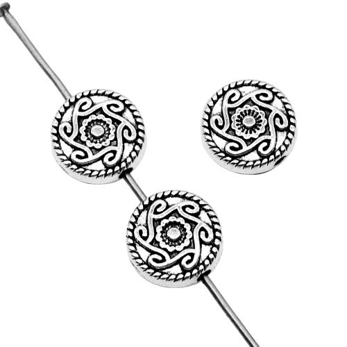 Zinc Alloy Flat Beads Flat Round antique silver color plated vintage & fashion jewelry & DIY 9mm Sold By PC