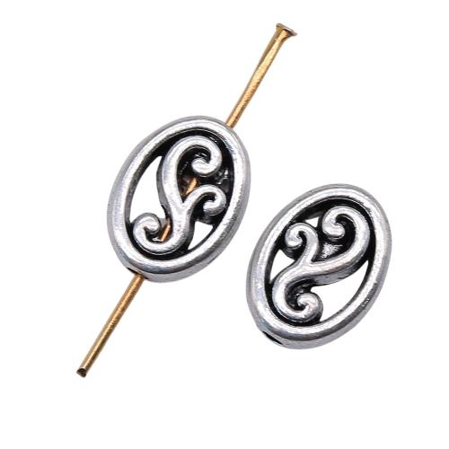 Zinc Alloy Hollow Beads Flat Oval antique silver color plated vintage & fashion jewelry & DIY Sold By PC
