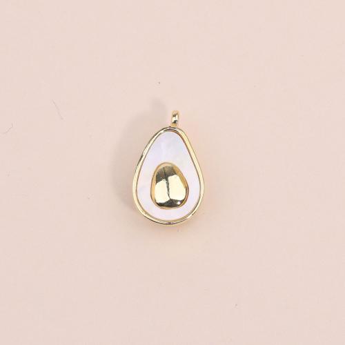 Brass Jewelry Pendants with Shell Teardrop 18K gold plated fashion jewelry & DIY white nickel lead & cadmium free Sold By PC