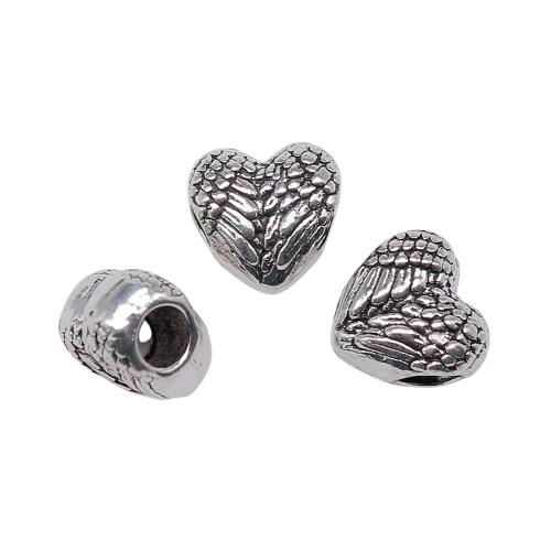 Tibetan Style Heart Beads, antique silver color plated, vintage & fashion jewelry & DIY, 11x11x7mm, Sold By PC
