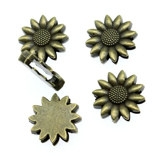 Tibetan Style Slide Charm, Sunflower, antique bronze color plated, vintage & fashion jewelry & DIY, 19x19x5mm, Sold By PC