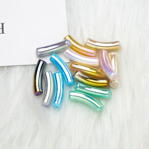 Plated Acrylic Beads, fashion jewelry & DIY, more colors for choice, 9.50x32mm, Approx 100PCs/Bag, Sold By Bag