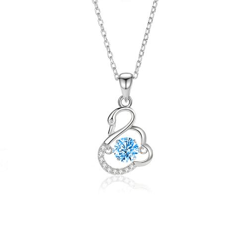 Cubic Zircon Micro Pave 925 Sterling Silver Necklace with Moissanite with 5cm extender chain fashion jewelry & micro pave cubic zirconia & for woman Length Approx 40 cm Sold By PC