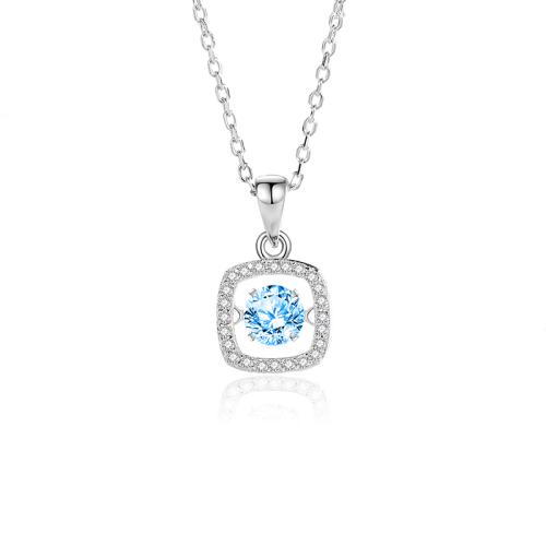 Cubic Zircon Micro Pave 925 Sterling Silver Necklace, with Moissanite, with 5cm extender chain, fashion jewelry & micro pave cubic zirconia & for woman, more colors for choice, Length:Approx 40 cm, Sold By PC