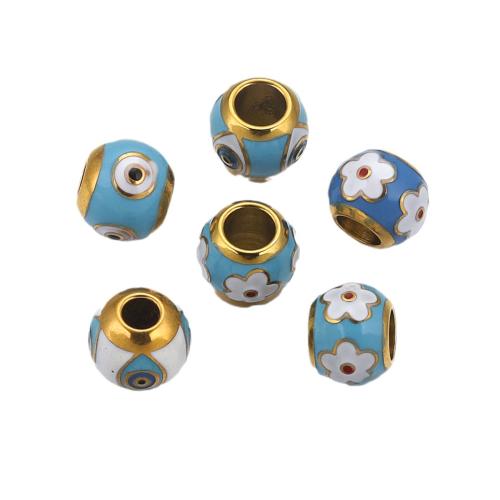 Edelstahl-Perlen mit großem Loch, 304 Edelstahl, DIY & verschiedene Muster für Wahl & Emaille, keine, 5PCs/Tasche, verkauft von Tasche