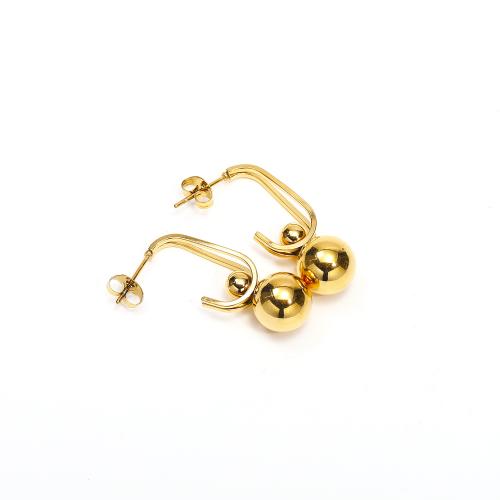 Edelstahl Ohrringe, 304 Edelstahl, Modeschmuck & für Frau, goldfarben, 10x30mm, verkauft von Paar