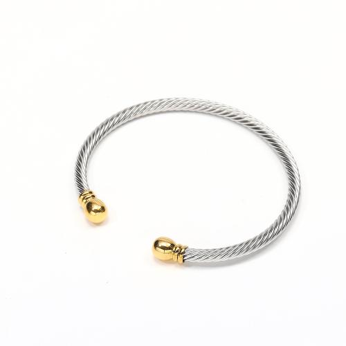 Bracelete de aço inoxidável, Aço inoxidável 304, joias de moda & para mulher, cor original, 4mm, Diametro interno:Aprox 59mm, vendido por PC