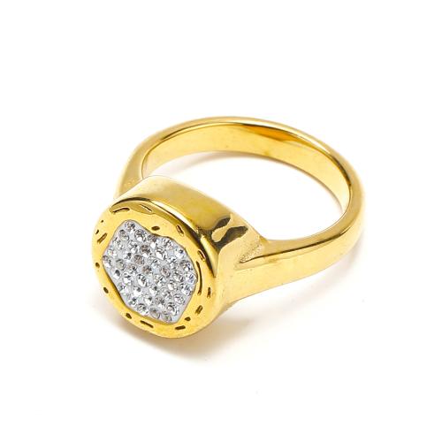 Cubic Zirconia Stainless Steel Finger Ring 304 Stainless Steel Vacuum Ion Plating fashion jewelry & micro pave cubic zirconia & for woman golden Sold By PC