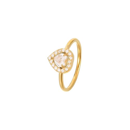 Cubic Zirconia nerezové prst prsten, 304 Stainless Steel, Slza, módní šperky & různé velikosti pro výběr & micro vydláždit kubické zirkony & pro ženy, více barev na výběr, Prodáno By PC