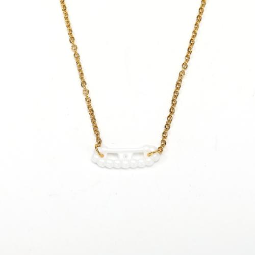 Stainless Steel smycken halsband, 304 rostfritt stål, med Porslin, mode smycken & för kvinna, 23x7.50mm, Längd Ca 45 cm, Säljs av PC