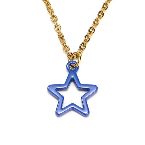 Stainless Steel Jewelry Necklace, 304 Stainless Steel, with Porcelain, Star, Vacuum Ion Plating, fashion jewelry & for woman, more colors for choice, 14x20mm, Length:Approx 45 cm, Sold By PC
