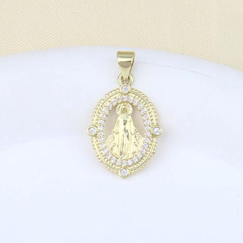 Brass Jewelry Pendants, gold color plated, DIY & micro pave cubic zirconia, nickel, lead & cadmium free, 22.30x16x1.70mm, Sold By PC