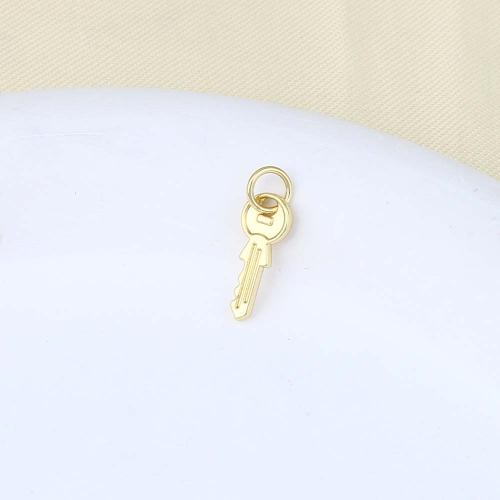 Brass Jewelry Pendants, Key, gold color plated, DIY, nickel, lead & cadmium free, 13.80x5.60x1.30mm, Sold By PC