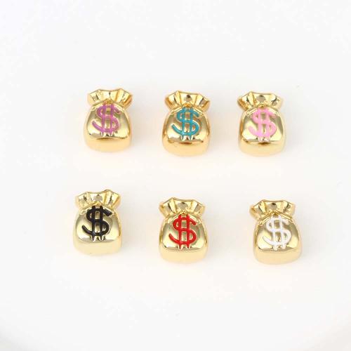 Brass Jewelry Beads Money Bag gold color plated DIY & enamel nickel lead & cadmium free Sold By PC