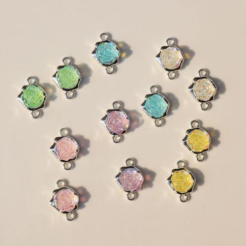 Resin Zinc Alloy Connector with Resin Flower plated DIY & 1/1 loop nickel lead & cadmium free Sold By Bag