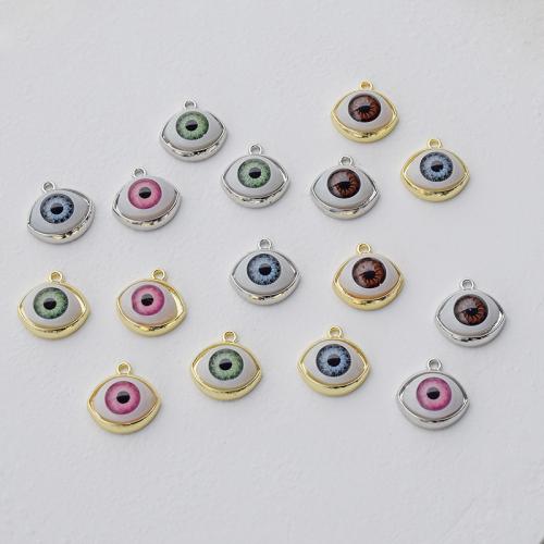 Resin Tibetan Style Pendants, with Resin, Evil Eye, plated, DIY, more colors for choice, nickel, lead & cadmium free, 17x17mm, 10PCs/Bag, Sold By Bag