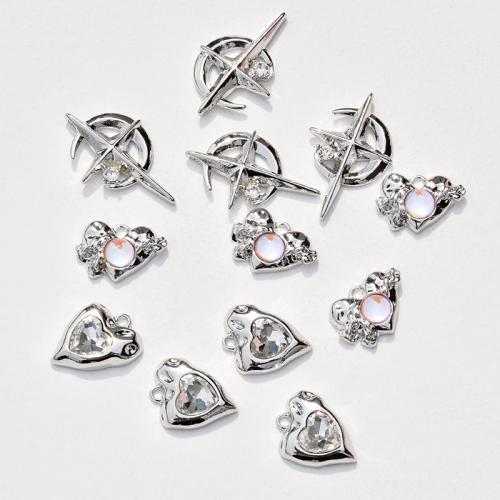 Resin Tibetan Style Pendants, with Resin, plated, DIY & different designs for choice & micro pave cubic zirconia, silver color, nickel, lead & cadmium free, 10PCs/Bag, Sold By Bag