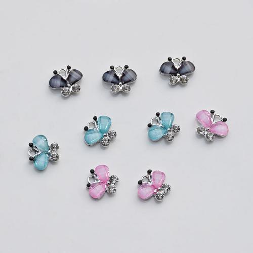 Resin Tibetan Style Pendants, with Resin, Butterfly, plated, DIY, more colors for choice, nickel, lead & cadmium free, 15x13mm, 10PCs/Bag, Sold By Bag