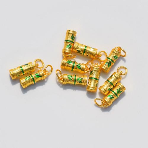 Tibetan Style Enamel Pendants, Bamboo, gold color plated, DIY, golden, nickel, lead & cadmium free, 6x17mm, 10PCs/Bag, Sold By Bag