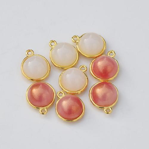 Resin Zinc Alloy Pendants with Resin Round plated DIY nickel lead & cadmium free Sold By Bag