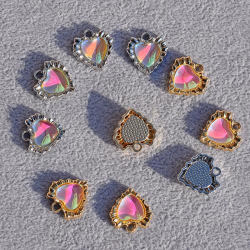 Resin Tibetan Style Pendants, with Resin, Heart, plated, DIY, more colors for choice, nickel, lead & cadmium free, 17x17mm, 10PCs/Bag, Sold By Bag