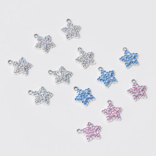 Tibetan Style Rhinestone Pendants, Star, plated, DIY & with rhinestone, more colors for choice, nickel, lead & cadmium free, 13x16mm, 10PCs/Bag, Sold By Bag
