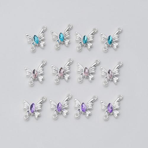 Animal Tibetan Style Connector, Butterfly, plated, DIY & micro pave cubic zirconia & 1/1 loop, more colors for choice, nickel, lead & cadmium free, 14x18mm, 10PCs/Bag, Sold By Bag
