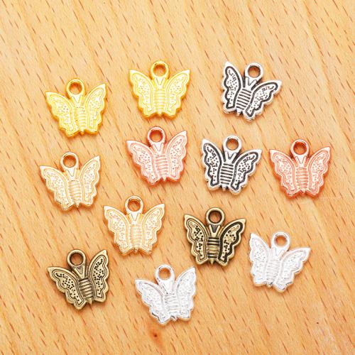 Tibetan Style Animal Pendants, Butterfly, plated, DIY, more colors for choice, nickel, lead & cadmium free, 12x13mm, 100PCs/Bag, Sold By Bag