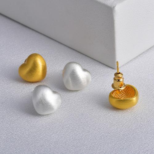 Brass Stud Earring, Heart, plated, fashion jewelry, more colors for choice, nickel, lead & cadmium free, 11mm, Sold By Pair