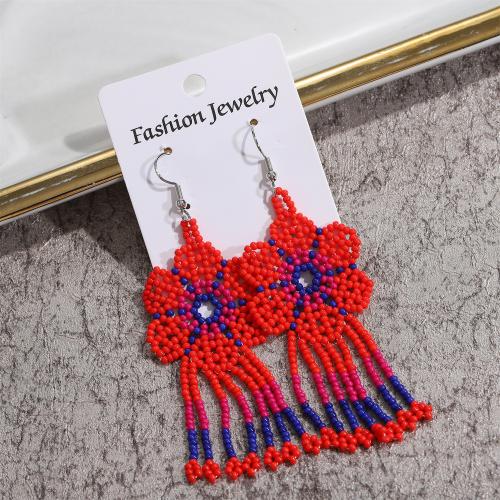 Earring Jewelry, Seedbead, Flower, handmade, fashion jewelry & for woman, more colors for choice, 70mm, Sold By Pair
