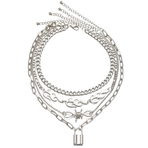 Cink Alloy nakit ogrlice, 4 komada & modni nakit & za žene, izvorna boja, Prodano By Set