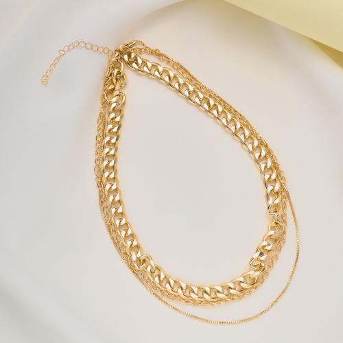 Colar de jóias de liga de zinco, três camadas & joias de moda & para mulher, dourado, vendido por PC