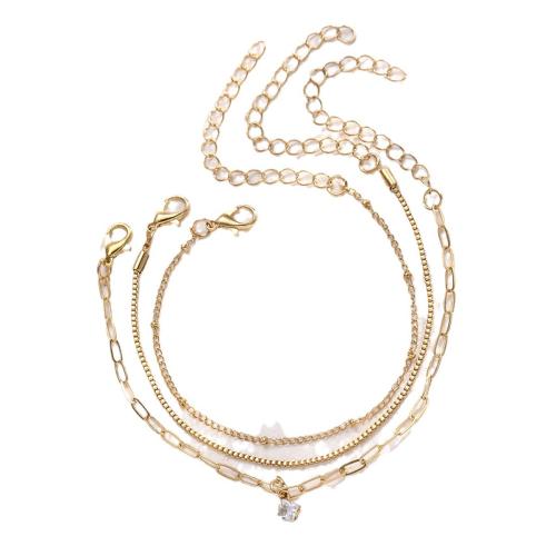 Bracelet en alliage de zinc, trois couches & bijoux de mode & pour femme, Or, Vendu par fixé