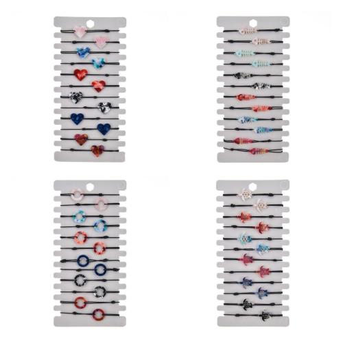 Resin Bracelets, with Cotton Thread, handmade, fashion jewelry & different styles for choice & for woman, mixed colors, 200x10x100mm, 12PCs/Set, Sold By Set