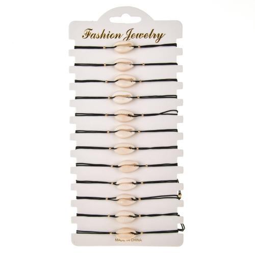 Muschel Schmuck Armband, mit Baumwollfaden, handgemacht, Modeschmuck & für Frau, keine, Länge 18-26 cm, 12PCs/setzen, verkauft von setzen