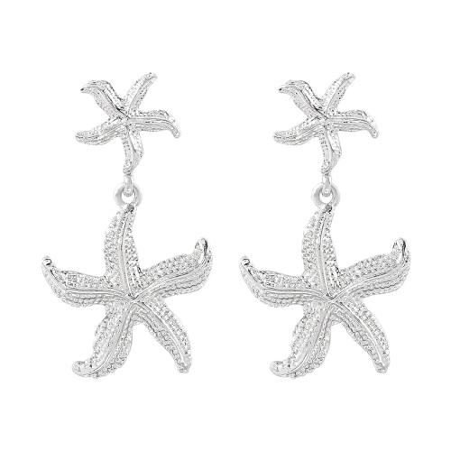 Tibetan Style Stud Earring, Starfish, plated, fashion jewelry & for woman, more colors for choice, 55x30mm, Sold By Pair