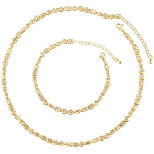 Cubic Zirconia Micro Pave Brass Jewelry Sets, plated, different styles for choice & micro pave cubic zirconia & for woman, more colors for choice, Sold By PC