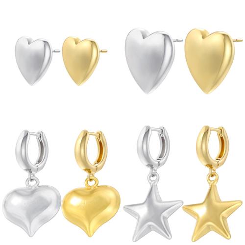 Brass Stud Earring, plated, different size for choice & different styles for choice & for woman, more colors for choice, Sold By Pair