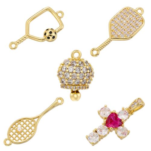 Cubic Zirconia Micro Pave Brass Pendant, with Plastic Pearl, plated, DIY & different styles for choice & micro pave cubic zirconia & enamel, more colors for choice, Sold By PC
