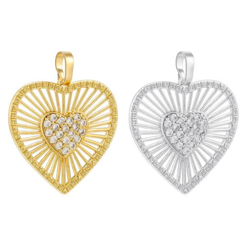Cubic Zirconia Micro Pave Brass Pendant, Heart, plated, DIY & micro pave cubic zirconia, more colors for choice, Sold By PC