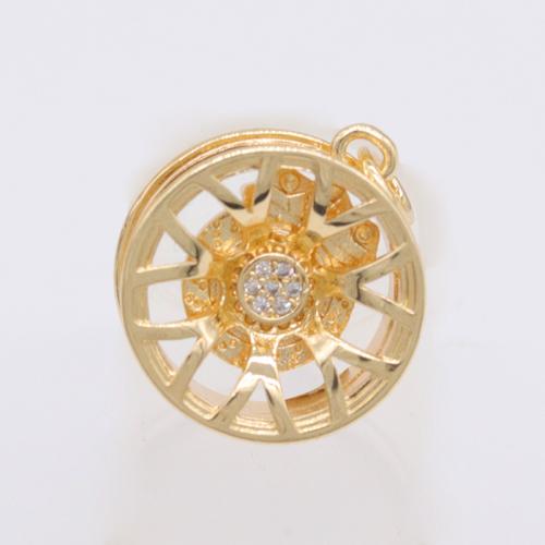 Cubic Zirconia Micro Pave Brass Pendant plated DIY & micro pave cubic zirconia golden Sold By PC