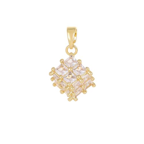 Cubic Zirconia Micro Pave Brass Pendant, plated, DIY & different styles for choice & micro pave cubic zirconia, golden, Sold By PC