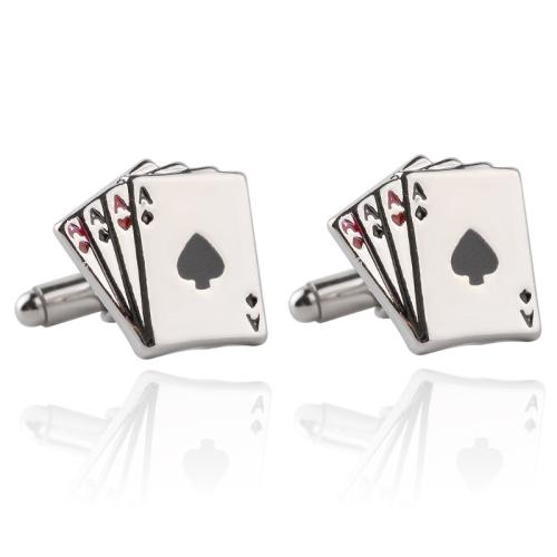 Cufflinks, Tibetan Style, plated, for man & enamel, silver color, Sold By Pair
