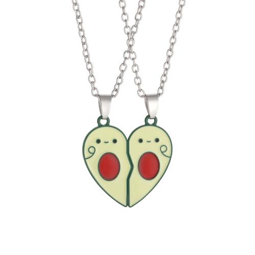 Zinc Alloy Jewelry Necklace 2 pieces & Unisex & enamel green Length Approx 51-60 cm Sold By Set