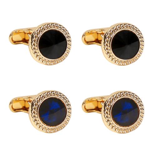 Cufflinks, Tibetan Style, Unisex & micro pave cubic zirconia, more colors for choice, Sold By Pair