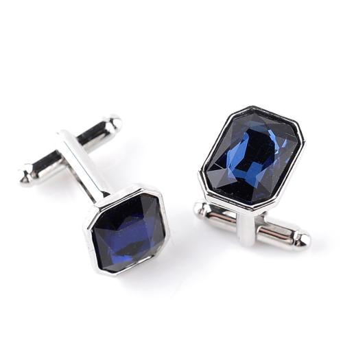 Cufflinks Zinc Alloy with Austrian Crystal Unisex & micro pave cubic zirconia Sold By Pair