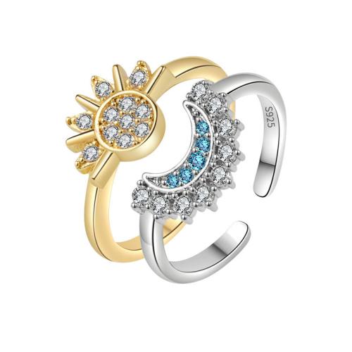 Cubic Zirconia Micro Pave 925 Sterling Silver Rings plated & micro pave cubic zirconia & for woman Sold By PC